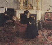 Fernand Khnopff Listingto Music by Schumann Germany oil painting artist